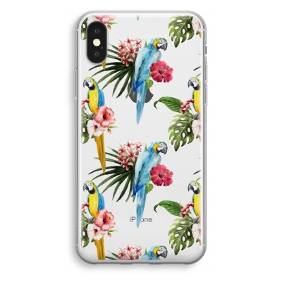 iphone-xs-transparant-hoesje - Kleurrijke papegaaien