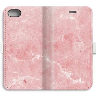 iphone-7-volledig-geprint-flip-hoesje - Roze marmer