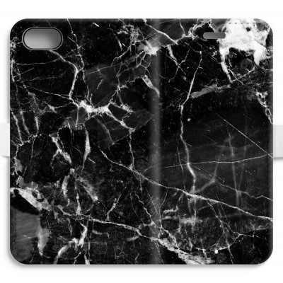 iphone-7-volledig-geprint-flip-hoesje - Zwart Marmer 2