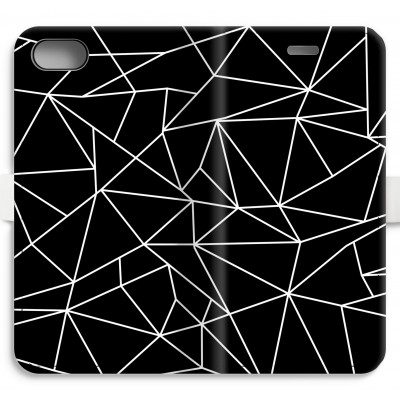 iphone-7-volledig-geprint-flip-hoesje - Geometrische lijnen wit